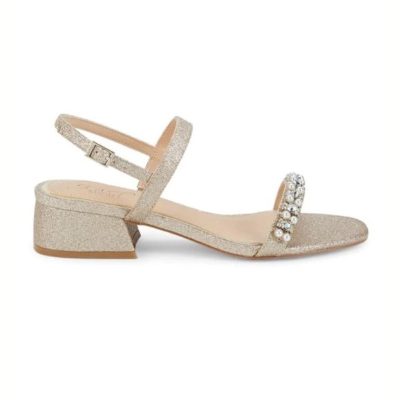 Jewel Badgley Mischka Shoes - NEW Jewel Badgley Mischka Sizes 8, 9 Autumn Block Heel Sandal - Light Gold